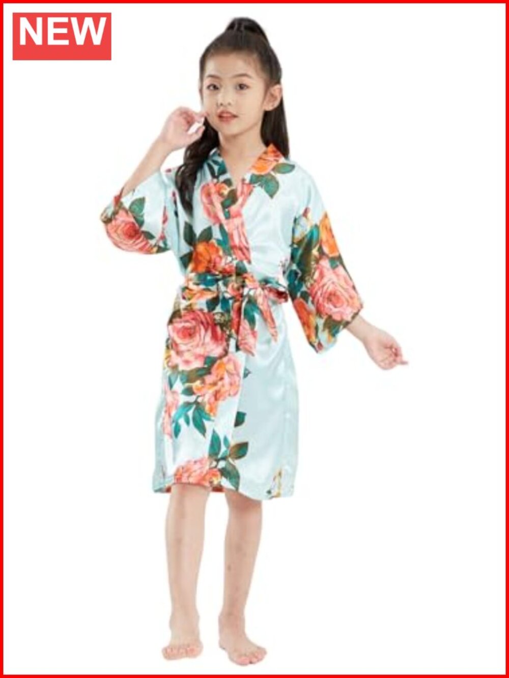Girls Silky Satin Kimono Robe Spa Wedding Birthday Party Gift